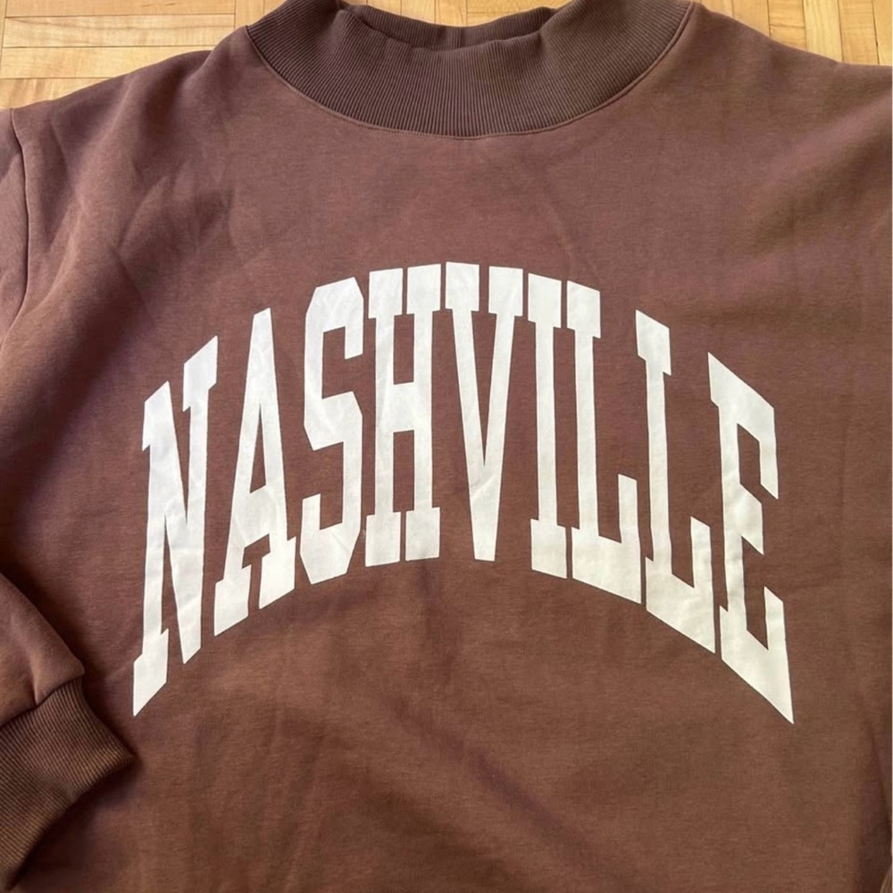 Brown Nashville Mock Neck Sweatshirt